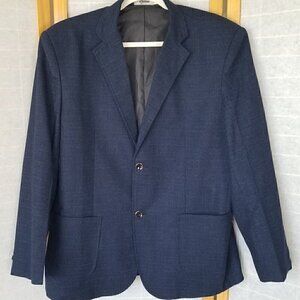 Men's Navy Blue Blazer Sport Coat 2-Button Wool Blend Size Large